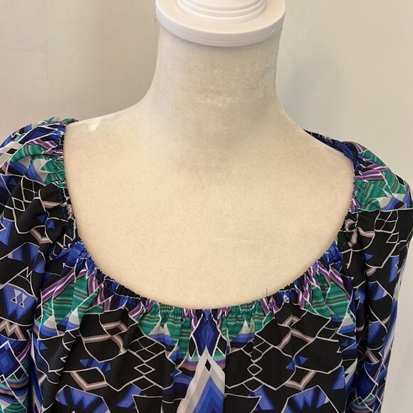 Gibson Latimer blue purple black patterned tunic Size M New - Picture 3 of 9